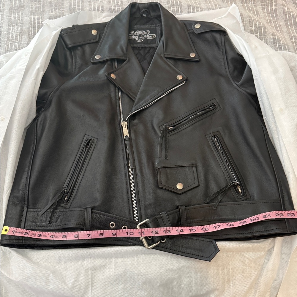 Classic Black Leather Biker Jacket - Picture 13 of 15